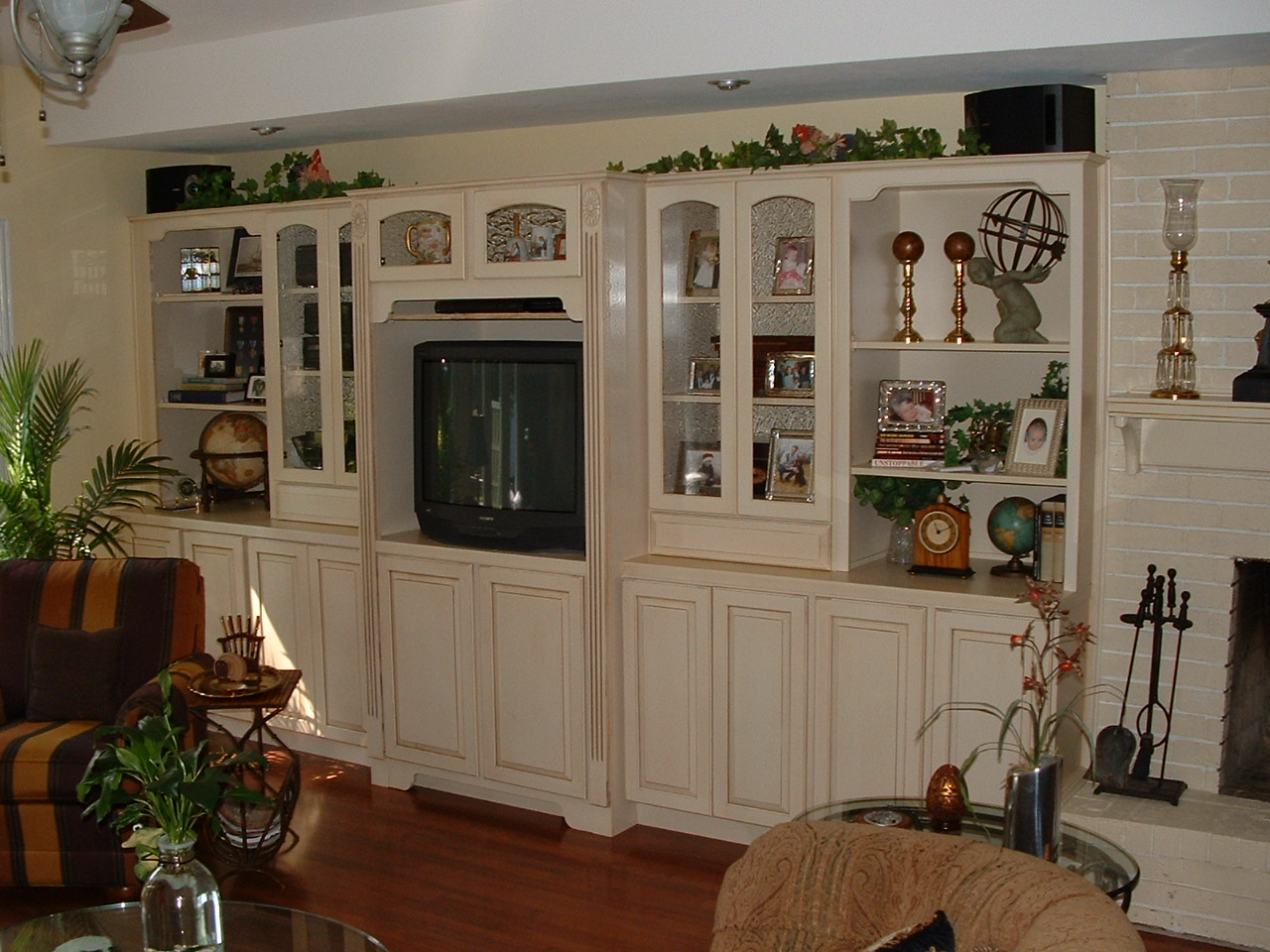 Lead Glass Entertainment Center Custom Cabinets Fluted Columns