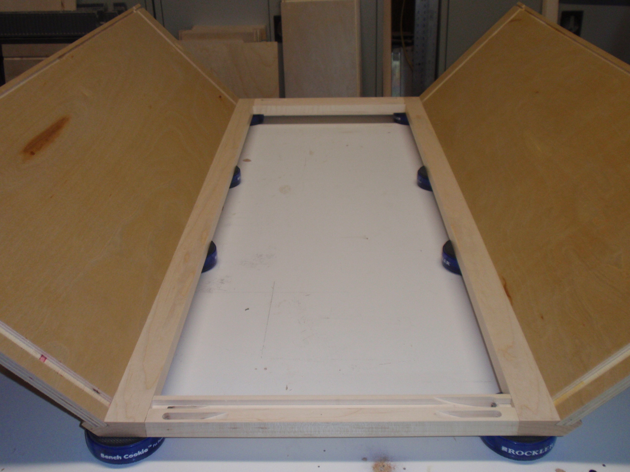Angled dado on wall angle cabinet