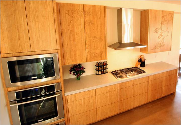 Bamboo cabinets with hand carved design