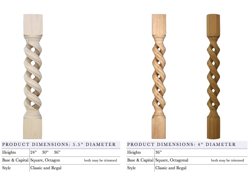 5.5" and 4" Spiral Columns
