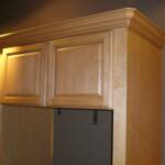 Double crown returns soften sharp corners and should be used in kitchens with angled corner cabinets.